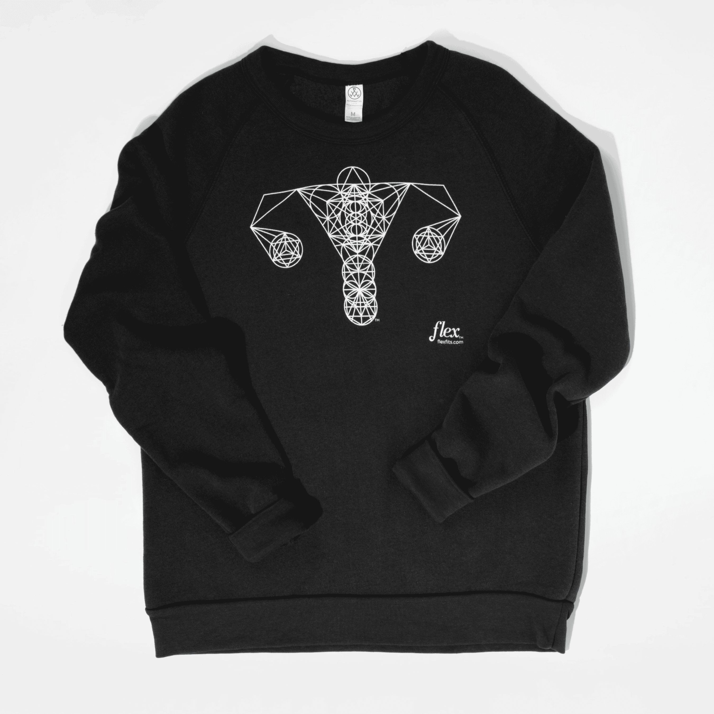 Sweatshirt with geometric uterus design and flex logo on front
